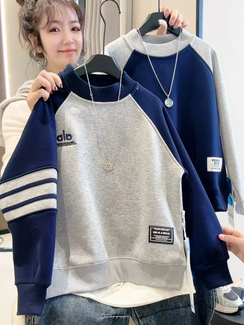 【木糖专属】男童冬款加绒加厚新款2025男孩上衣中大童学生袖条儿童