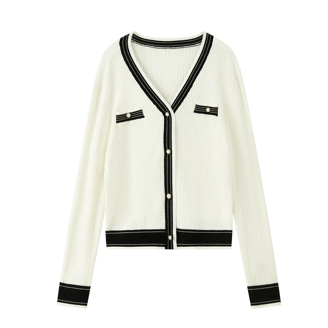 【许半夏推荐】圈圈纱V领针织衫S7518