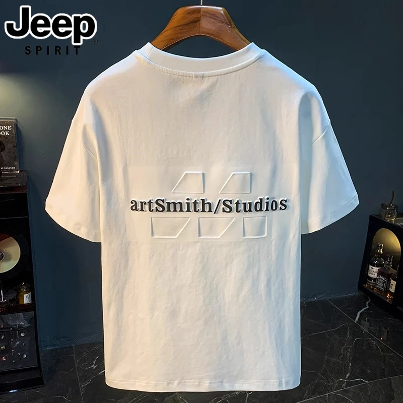 JEEPSPIRIT吉普夏季潮牌短袖T恤男新款上衣舒适百搭薄款半袖t恤