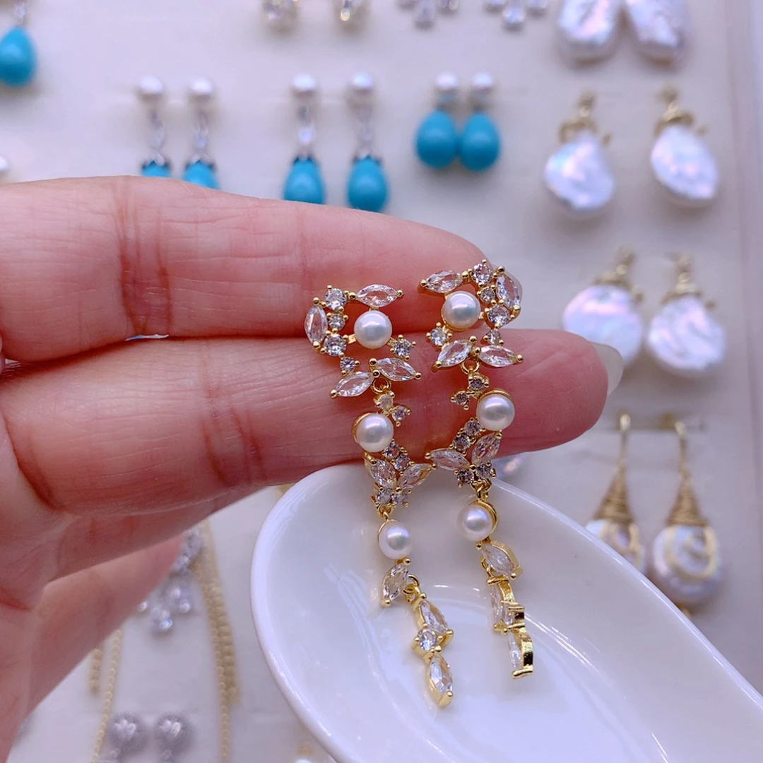 淡水珍珠耳饰合金