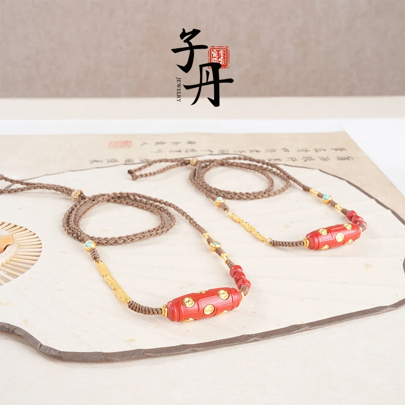 含辰砂工艺品【子丹】朱砂DIY项链（多样性发//发一个）H4-146