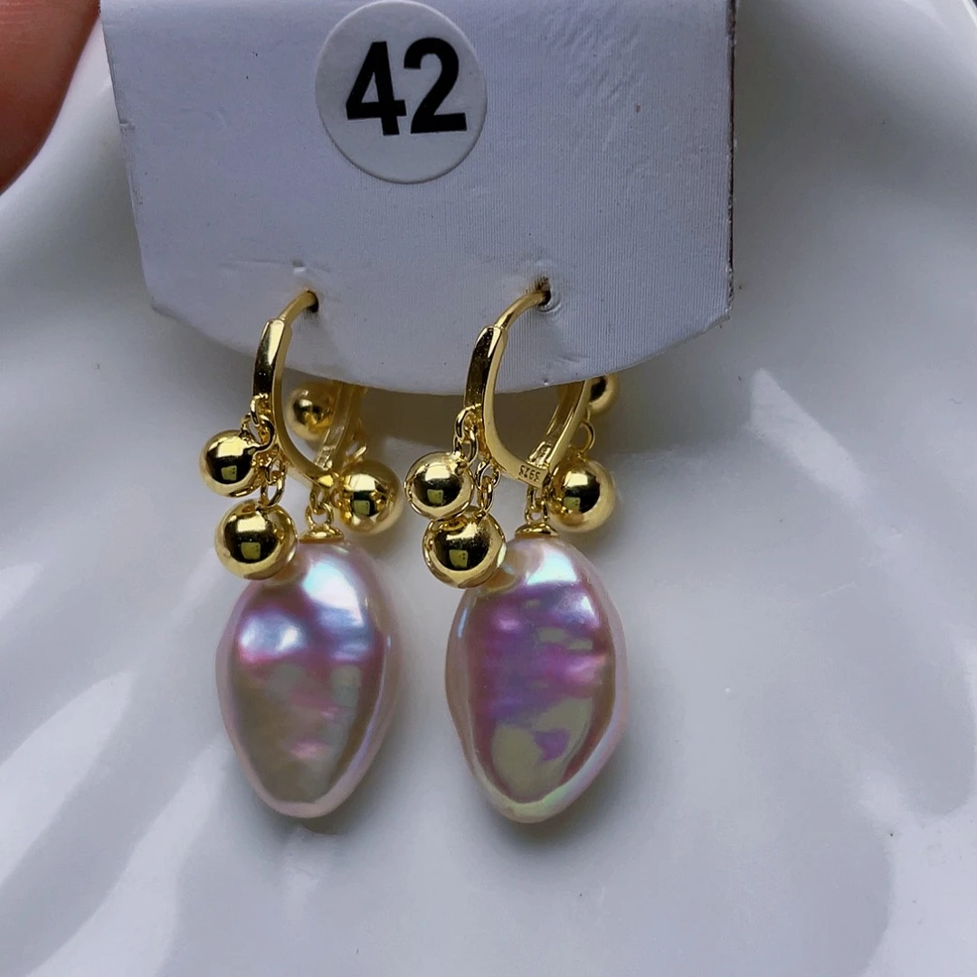 淡水珍珠耳饰银S925镶嵌