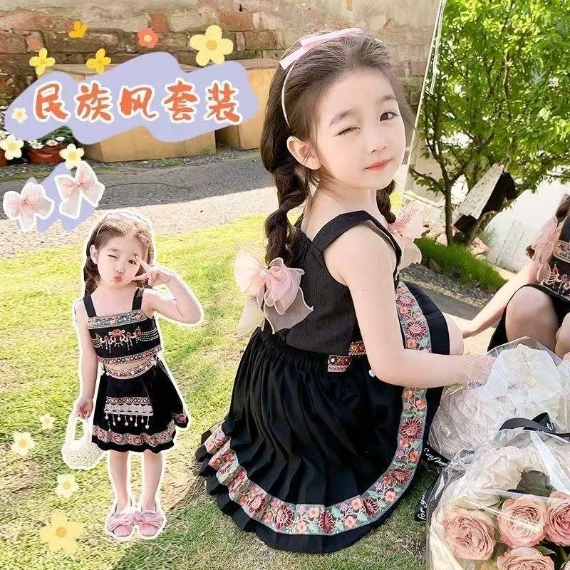 毕业季套装女童少数民族新款表演演出夏季佤族哈尼族宝宝拍照服装