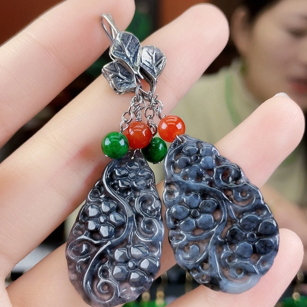 翡翠未镶嵌耳饰饰品