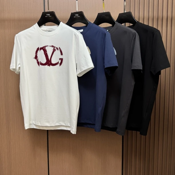 【羽光棉短袖】25新款2059时尚印花烫钻百搭舒适羽光棉短袖