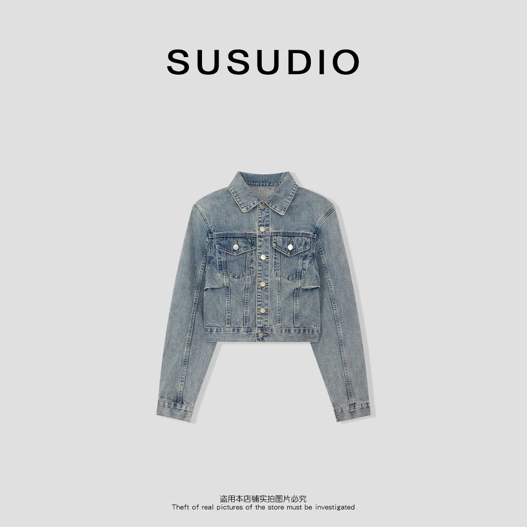 SUSUDIO 设计款百搭小版型立体牛仔外套70008