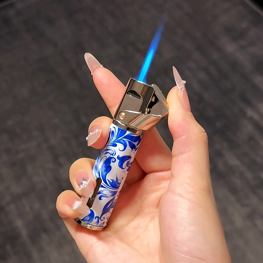 【青花瓷】高档金属防风直冲打火机潮流个性时尚精品送男友长辈礼品