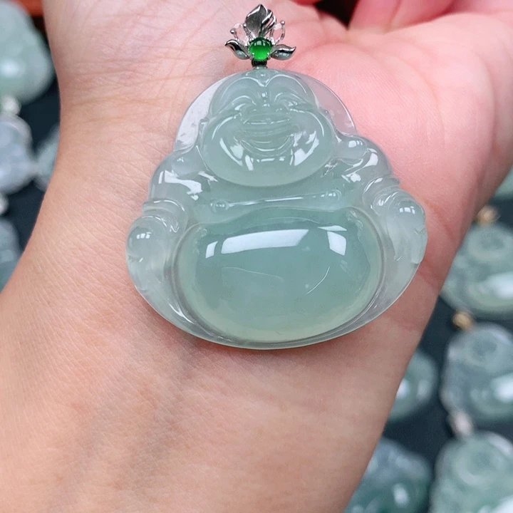 翡翠18K金镶嵌吊坠(不含链)31.3×33.4×7.3