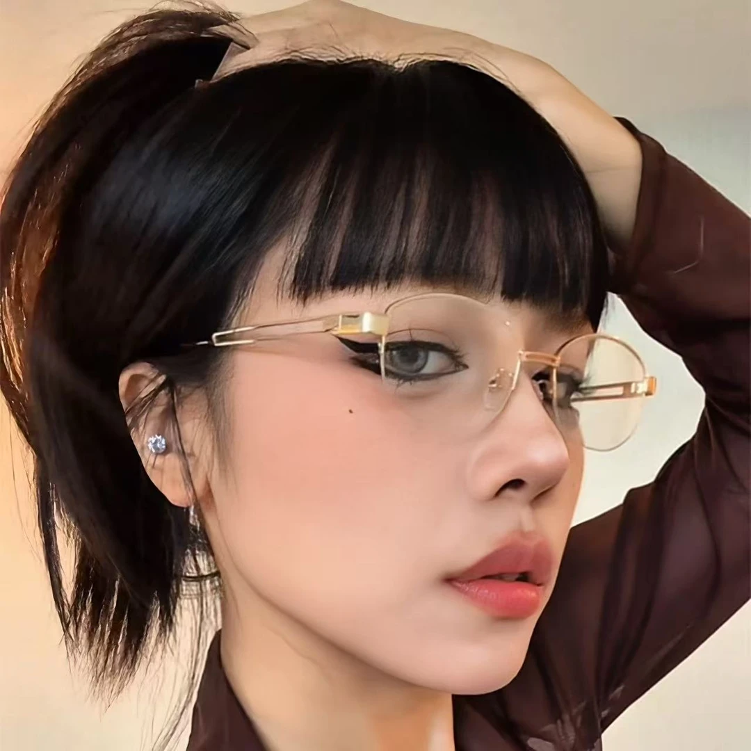 MAI.ENG/麦萌复古老钱风金丝半框眼镜女近视可配有度数素颜眼睛架