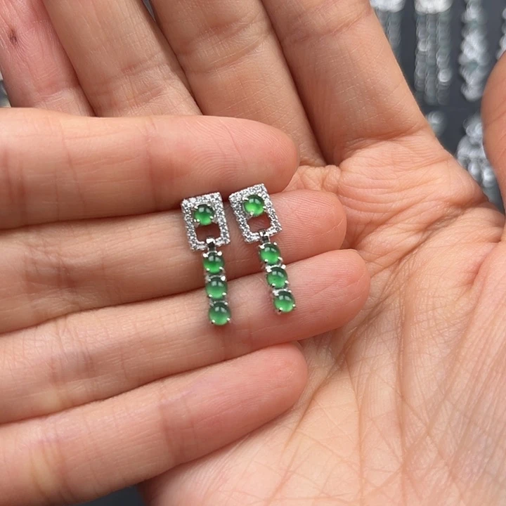 翡翠银S925镶嵌耳饰