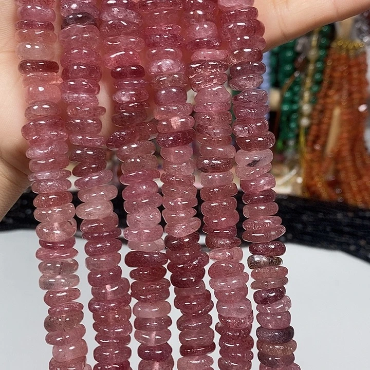 玛瑙/玉髓未镶嵌珠宝半成品天然草莓晶一条（大颗）