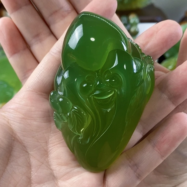 岫玉手把件未镶嵌喜*雪