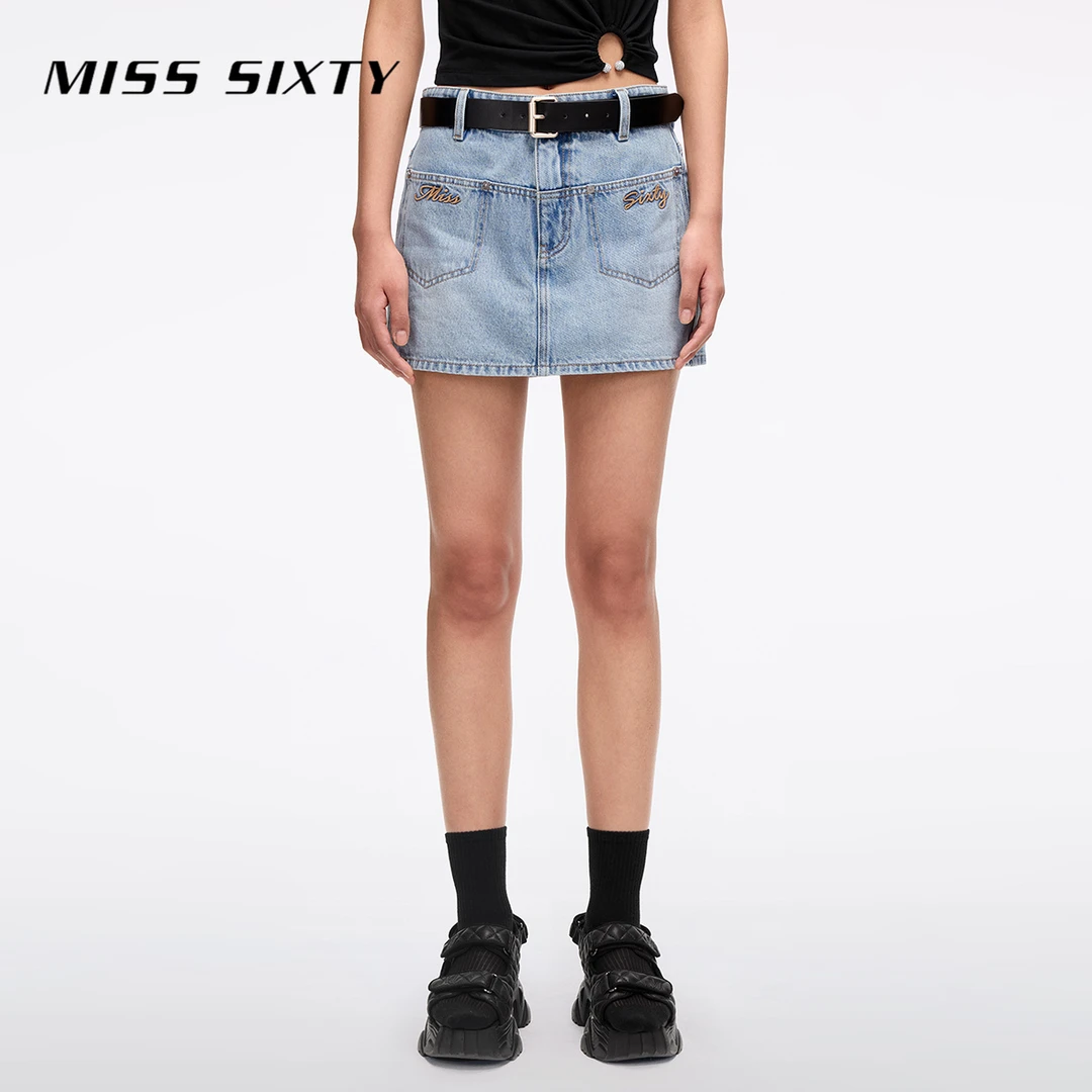 Miss Sixty2025夏季新款牛仔短裤女配腰带裙裤复古显高显瘦设计感