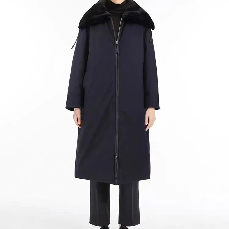 进口水貂毛领长款纯色百搭高级90白鹅绒羽绒服MA5SYDZ1350