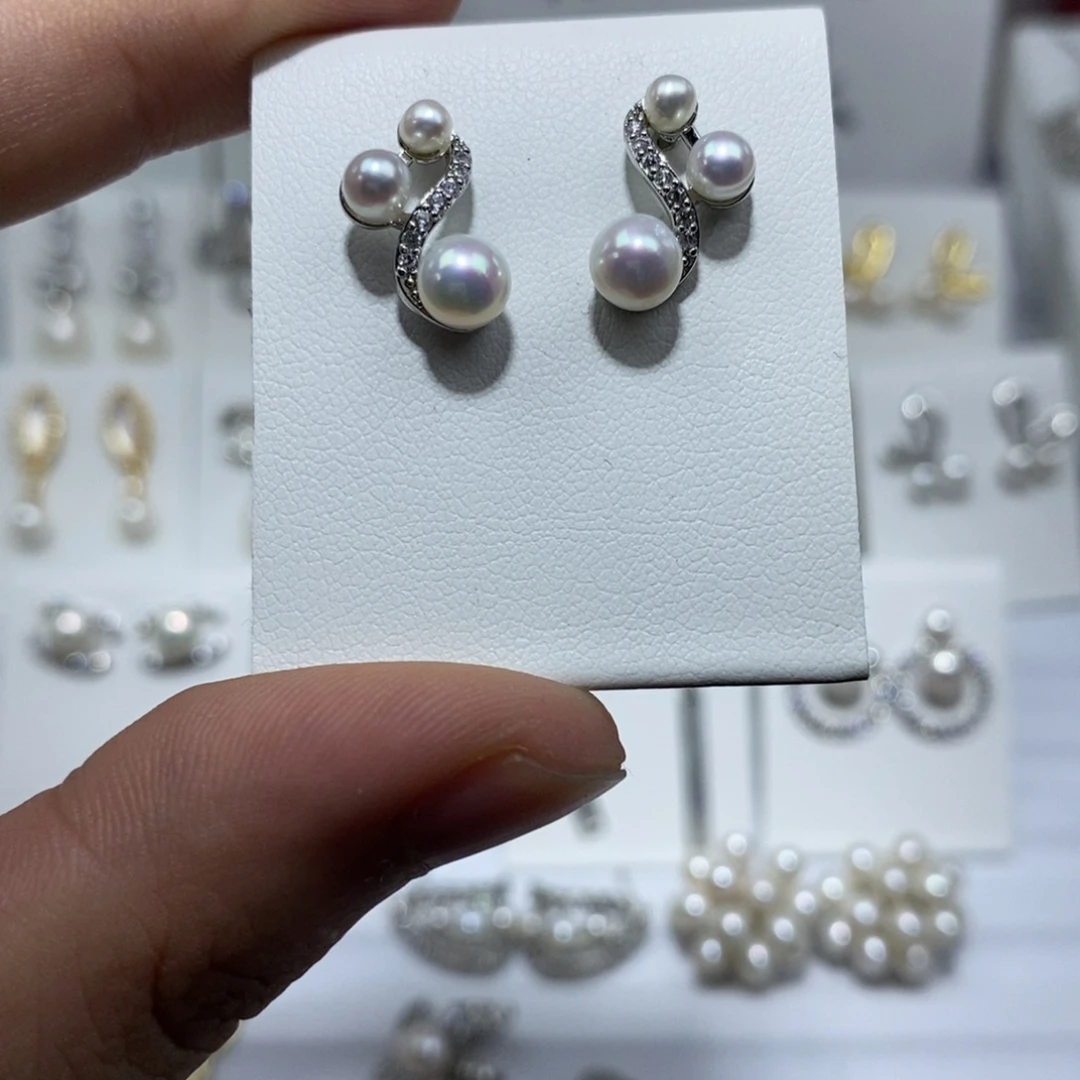 淡水珍珠耳饰银S925镶嵌