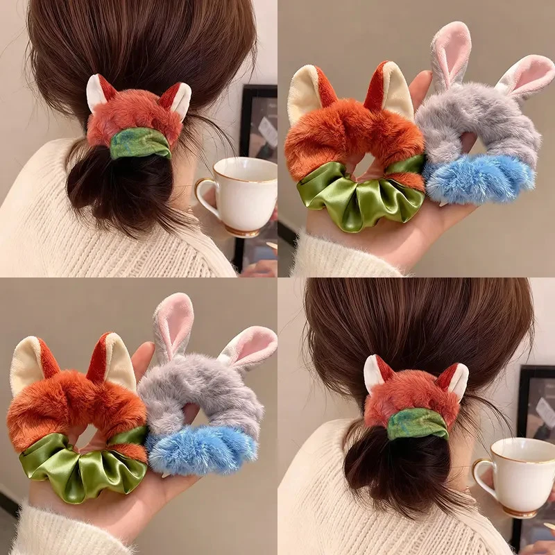 疯狂动物城朱迪尼克毛绒大肠发圈头绳2025新款扎头发绳女秋冬头饰