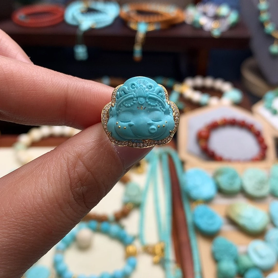 18K金镶嵌绿松石戒指