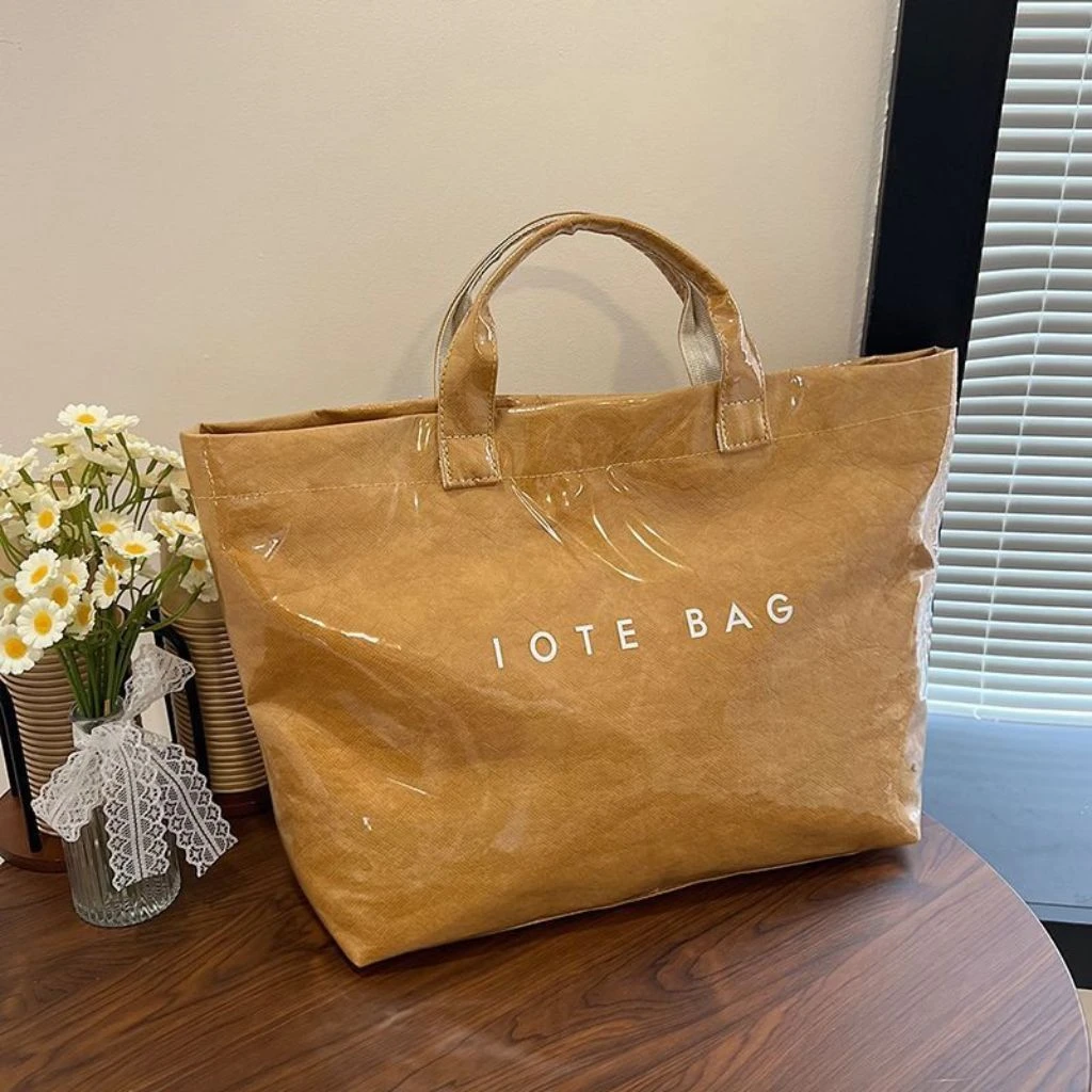 大容量杜邦纸手提袋透明pvc包防水果冻包上班通勤度假旅行包手提