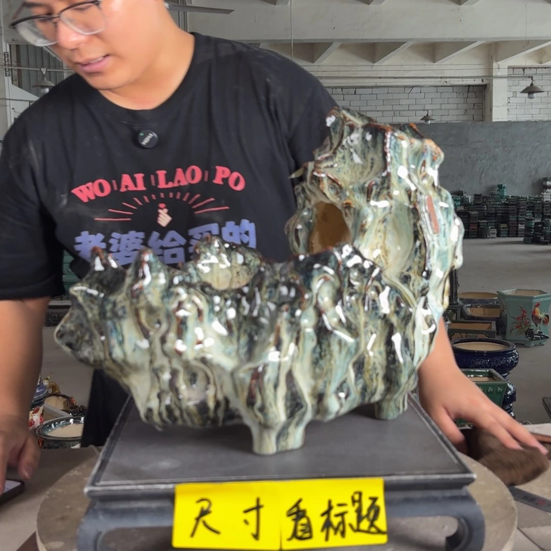 。一风堂石湾花盆 内28*17*10 手工痕迹