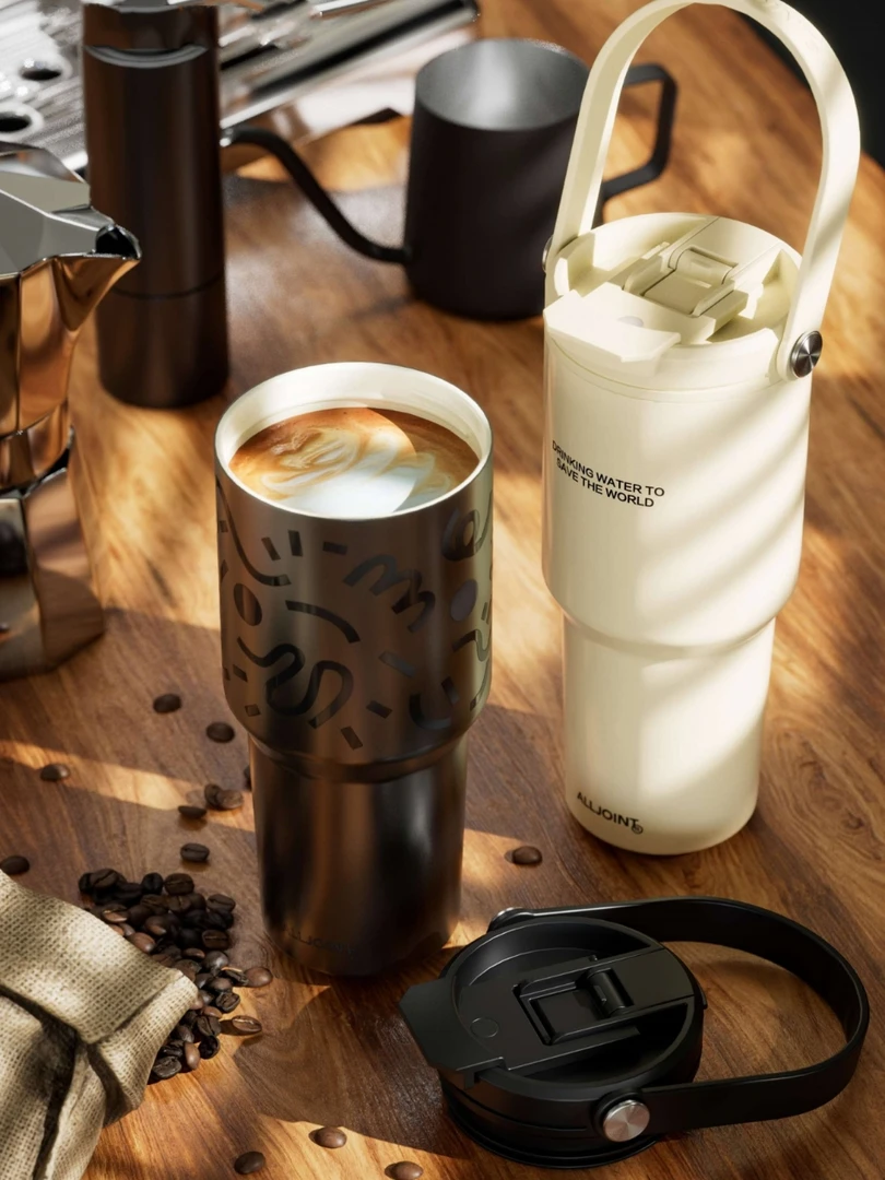 优仅双饮拎拎杯陶瓷覆层内胆