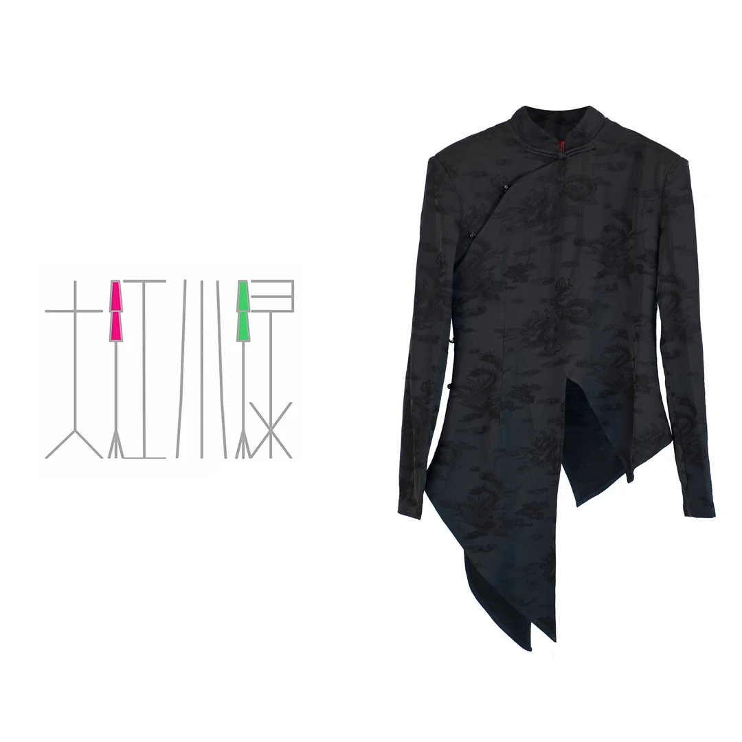 【丹凤】红shop原创设计新中式丝质提花个性解构长袖衬衫（红姐力荐）