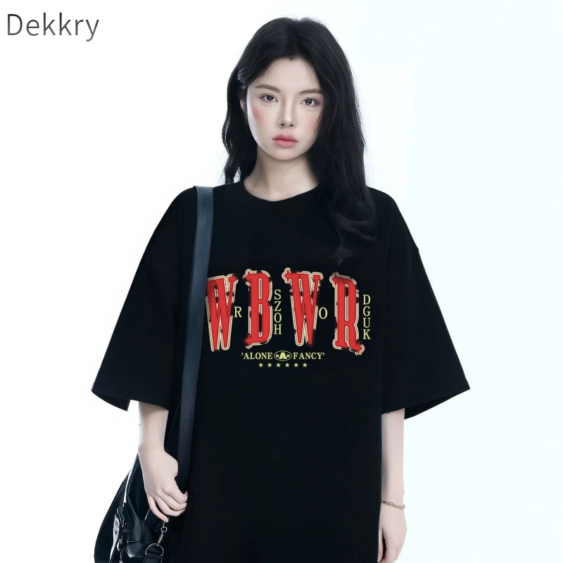 Dekkry情侣夏季美式卡通短袖T恤半袖设计感美式圆领ins上衣街头