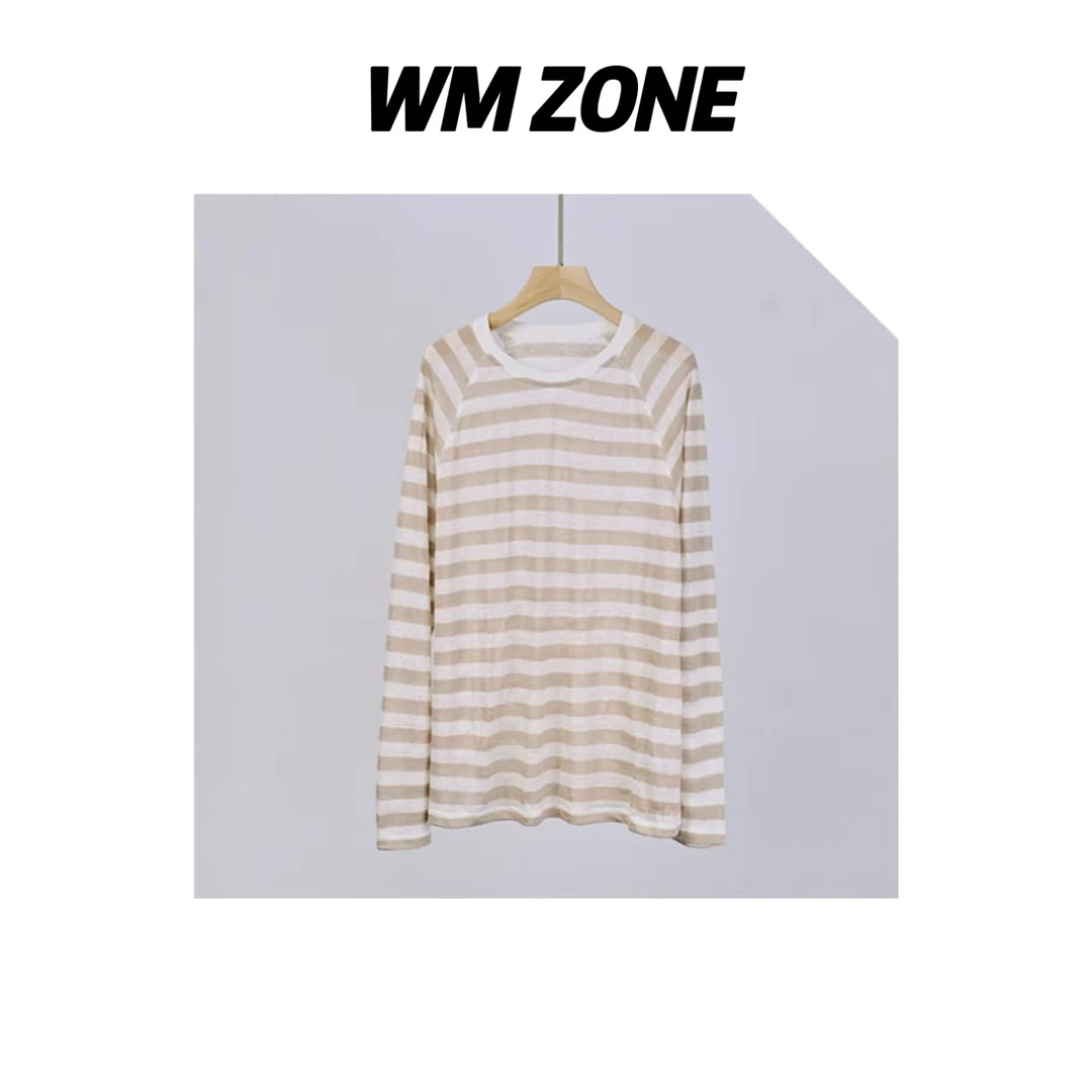 虎儿 3438 亚麻色织条纹针织T恤