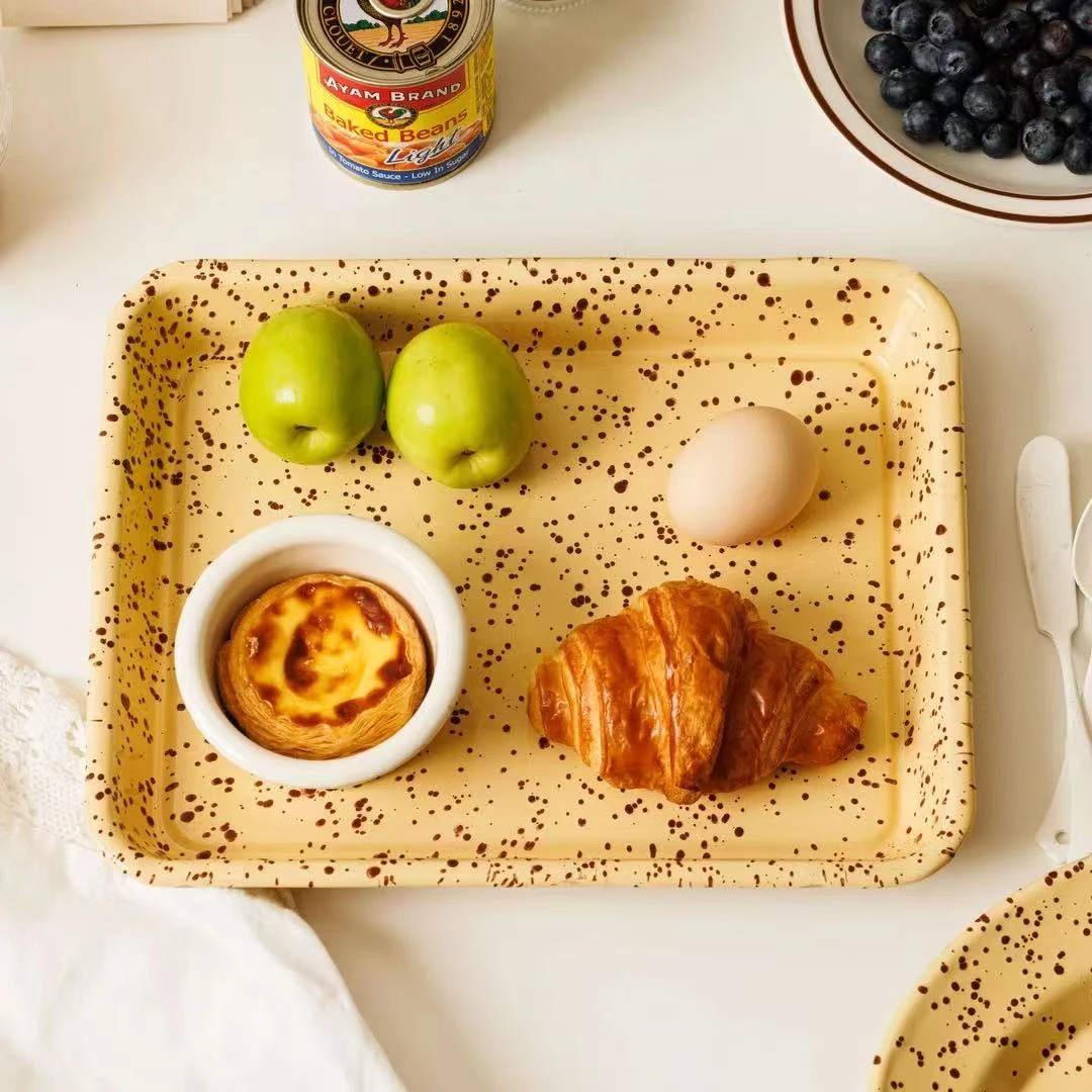 【设计师款】大号28.5*22*3CM 少量库存 撒哈拉奶黄棕泼墨 烤盘