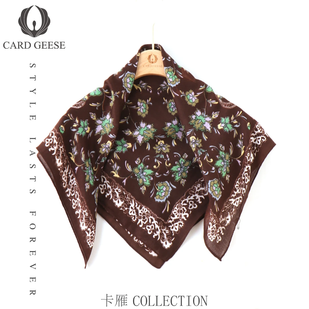 卡雁25新款腰果花高定小方巾田园风时髦披肩围巾MYJ2-25D3019-001