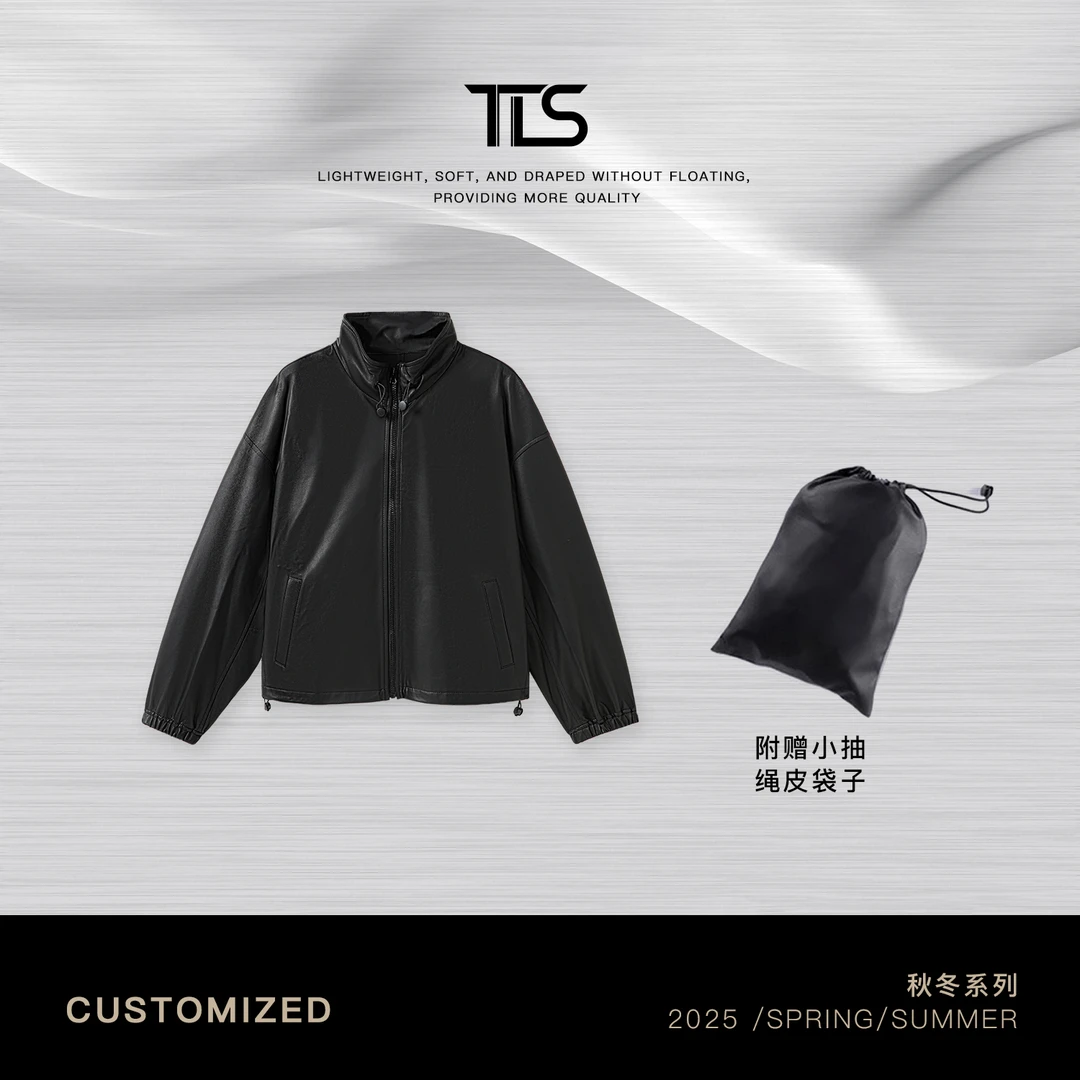 TT【超薄皮】西班牙进口胎羊皮立领插肩三季纸皮真皮皮衣外套PY5001