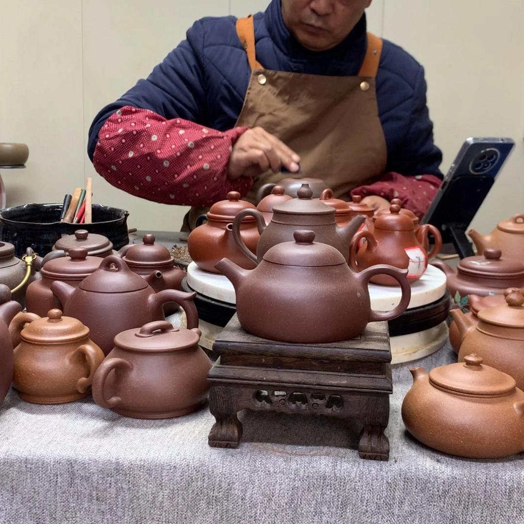 紫泥茶壶饮月170 c半手工制作