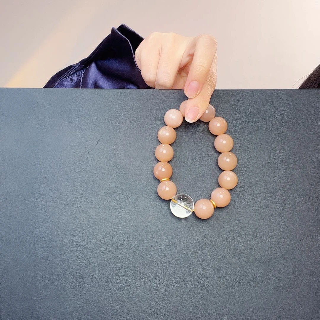 手链烟晶银S925镶嵌天然水晶手串