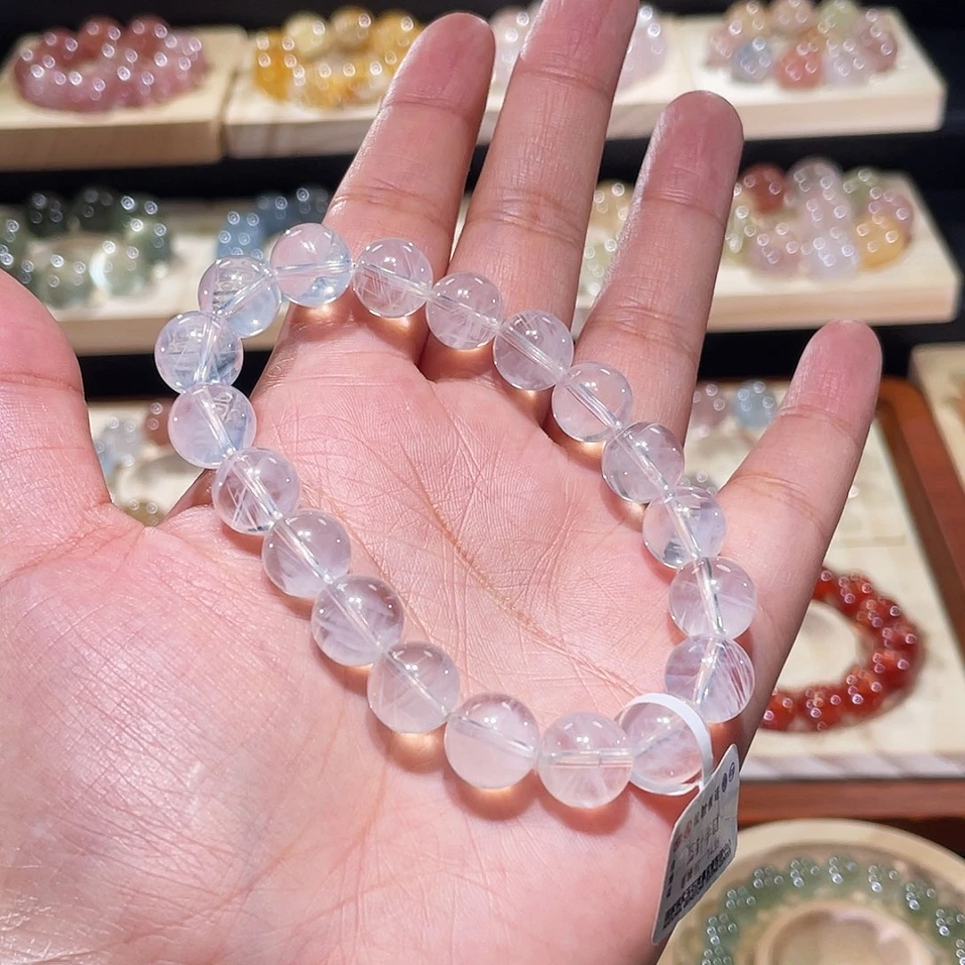 手链未镶嵌水晶蓝针手链，晶体通透