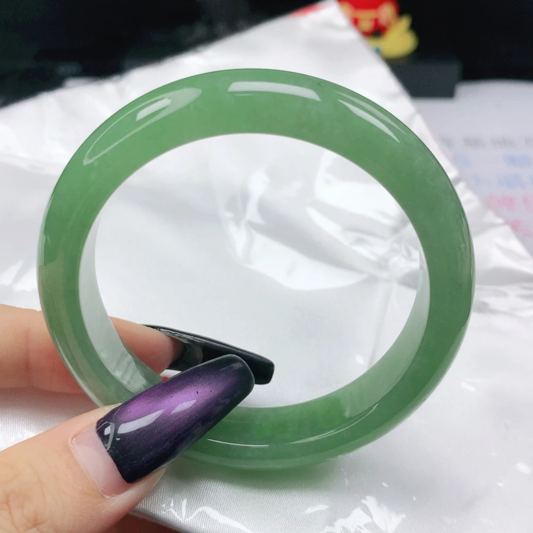 未镶嵌手镯翡翠翡翠54.4饱满浓郁冰果绿正圈