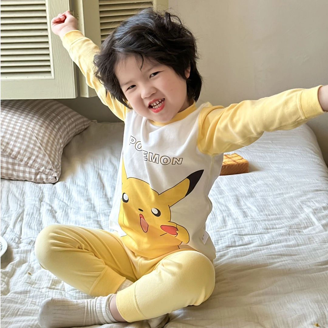 婴格朗迪S48儿童卡通家居服男童女童春秋冬吸汗透气全棉秋衣套装