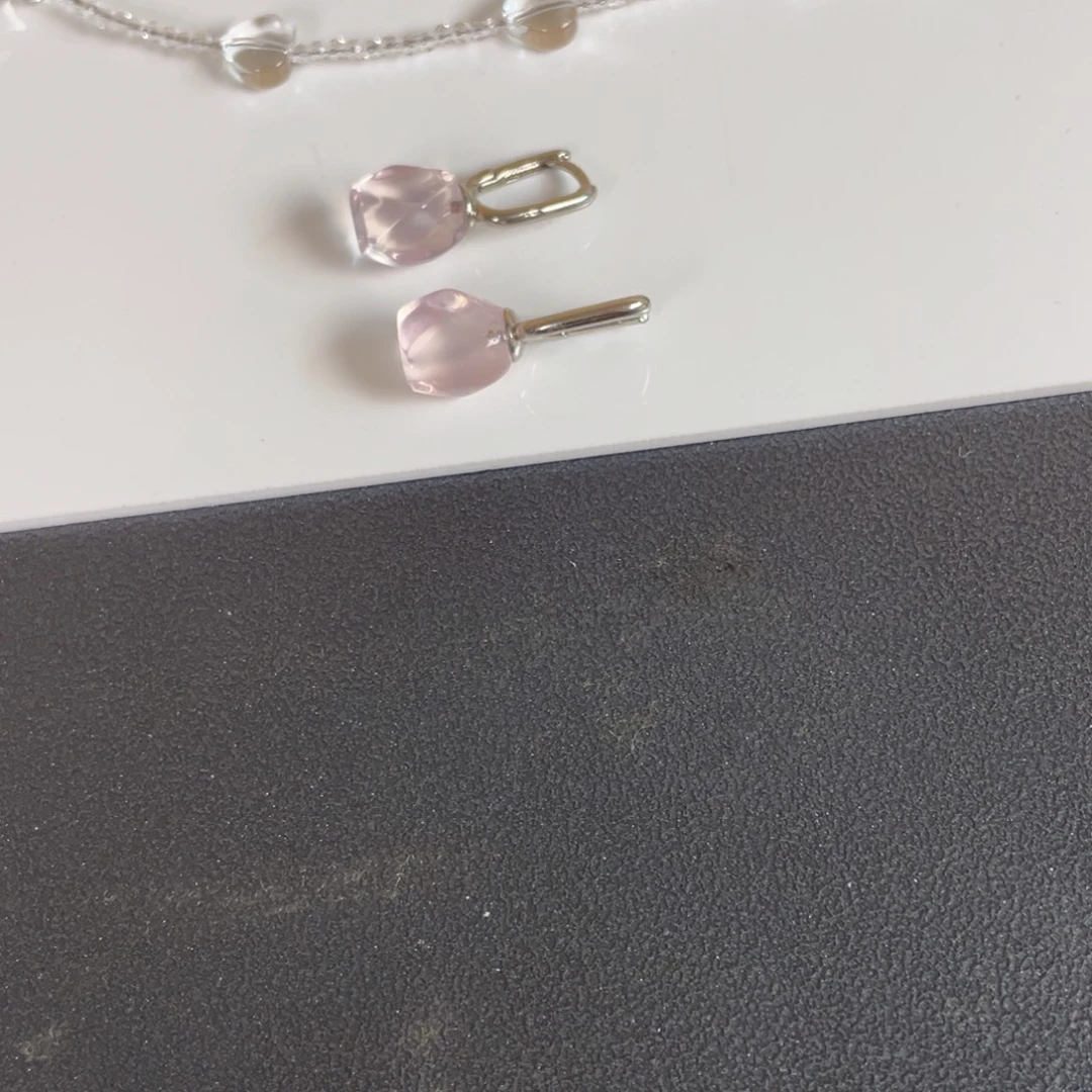 水晶未镶嵌手链耳扣粉水一对