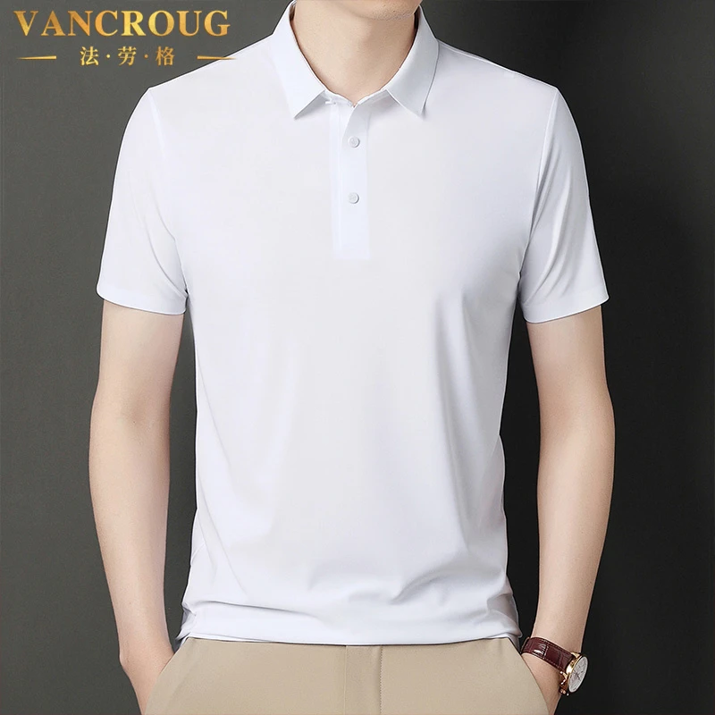 VANCROUG/法劳格短袖POLO衫男士夏季新款无痕冰丝翻领宽松百搭T恤