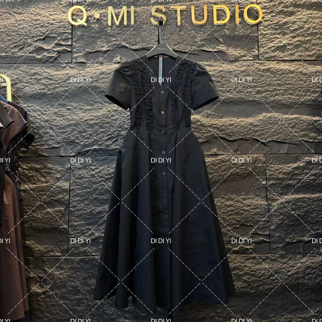 2025原创大码高定设计花边收腰长裙套装高级休闲显瘦25106