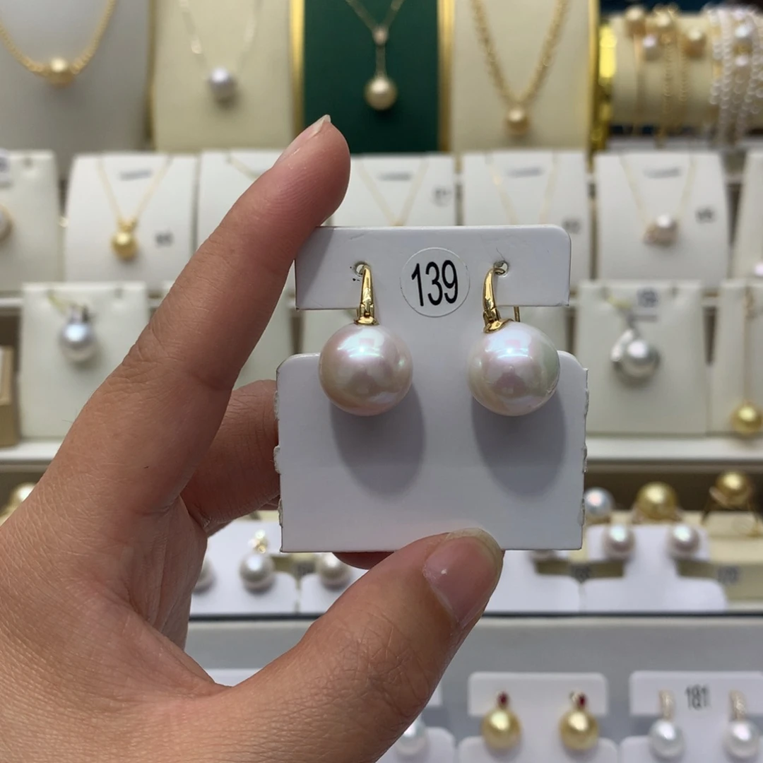 淡水珍珠耳饰18K金镶嵌