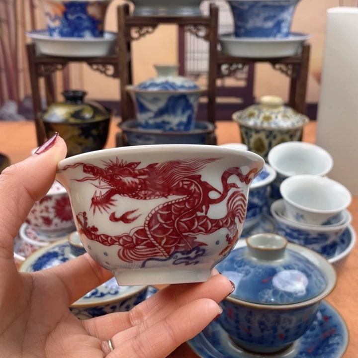 摆件陶鱼化龙压手杯