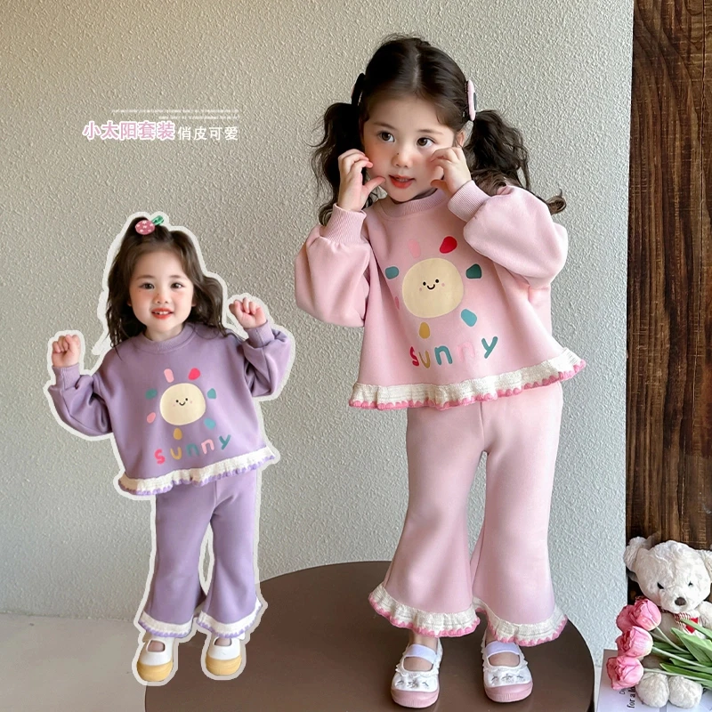 小女孩春秋套装新款女宝宝洋气卫衣喇叭裤两件套时髦女童春季衣服