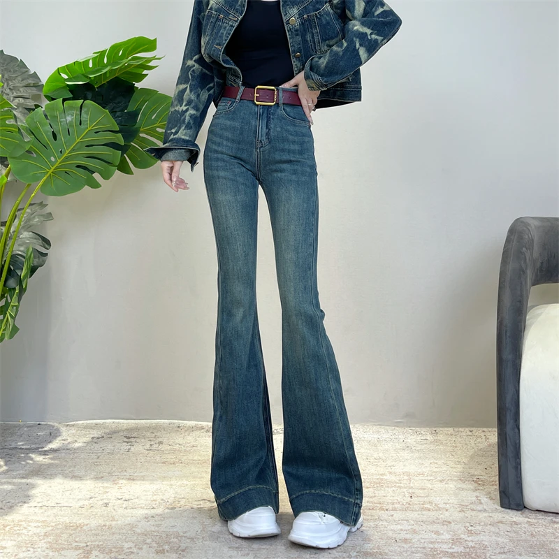 迪否高腰显瘦大喇叭牛仔裤女款爆款2025秋季新款修身裤子8987