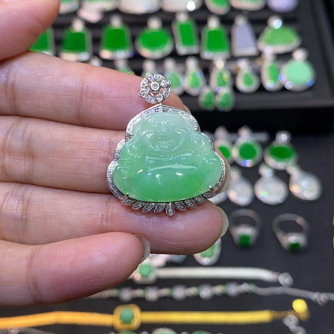 翡翠18K金镶嵌吊坠(不含链)