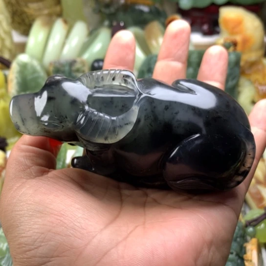 逍***遥蛇纹石玉未镶嵌岫玉手把件