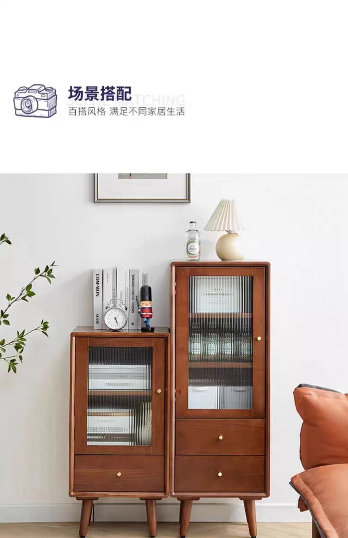 【乐享实木餐边柜】全实木酒柜餐边柜客厅靠墙柜子北欧简约茶水柜