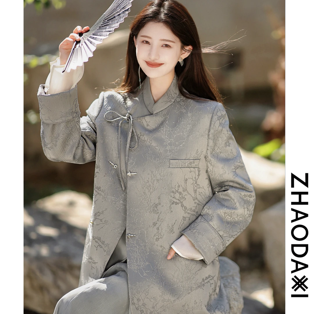 【赵大喜】现货！寒泉新中式国风外套｜提花盘扣国风立领外套女