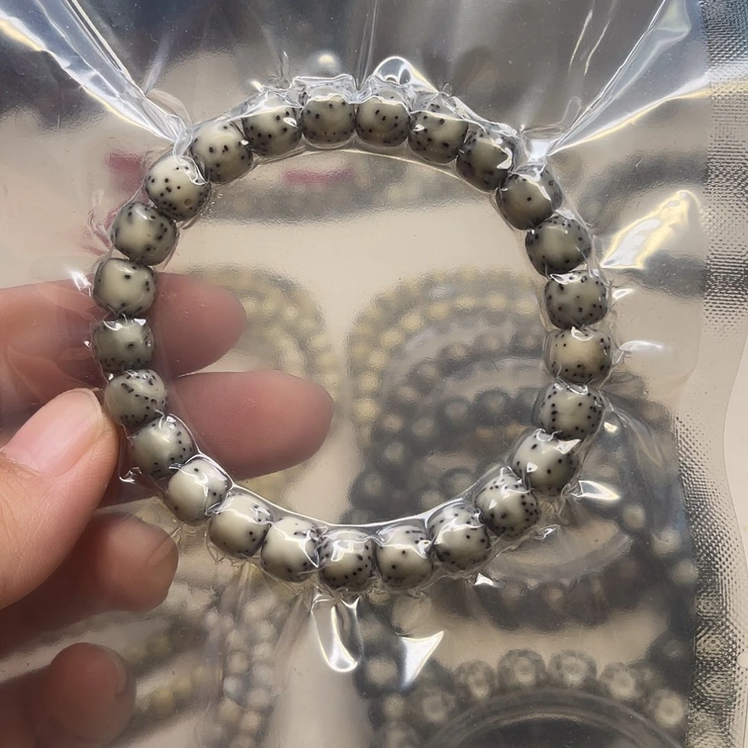 星月菩提手串9*8灰侧留白单圈