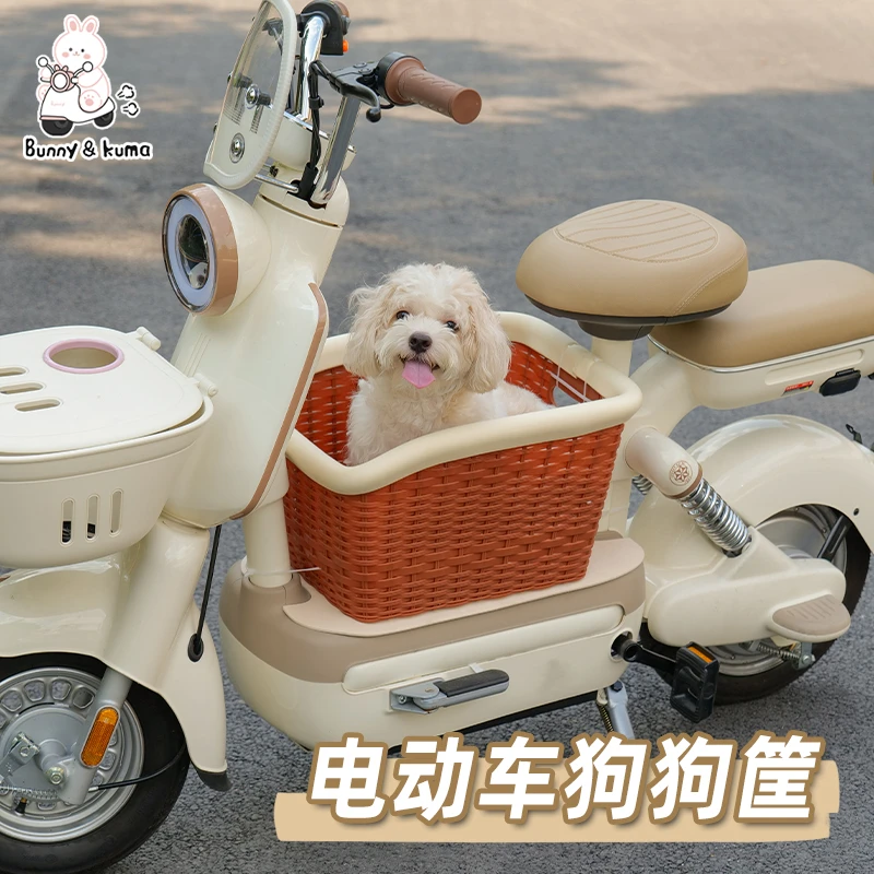 电动车带狗狗座椅收纳筐猫猫狗狗宠物筐通用电瓶车大容量猫狗车篮