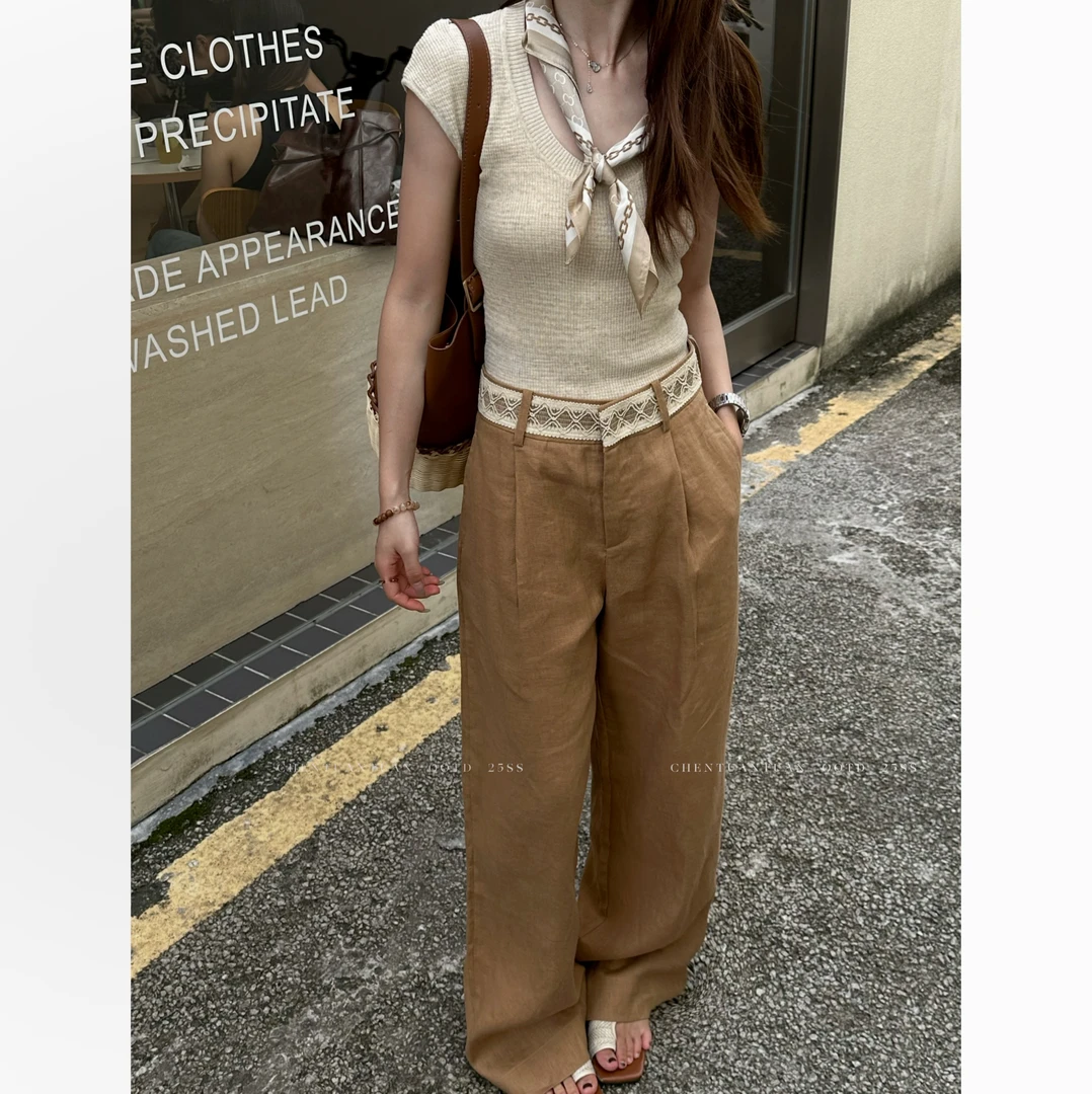 TUANTUAN 夏季新款韩系极简修身U领套头针织衫显瘦短袖8075