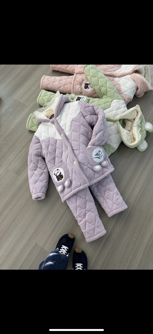 女童冬季女家居服套装保暖长款冬天毛绒休闲